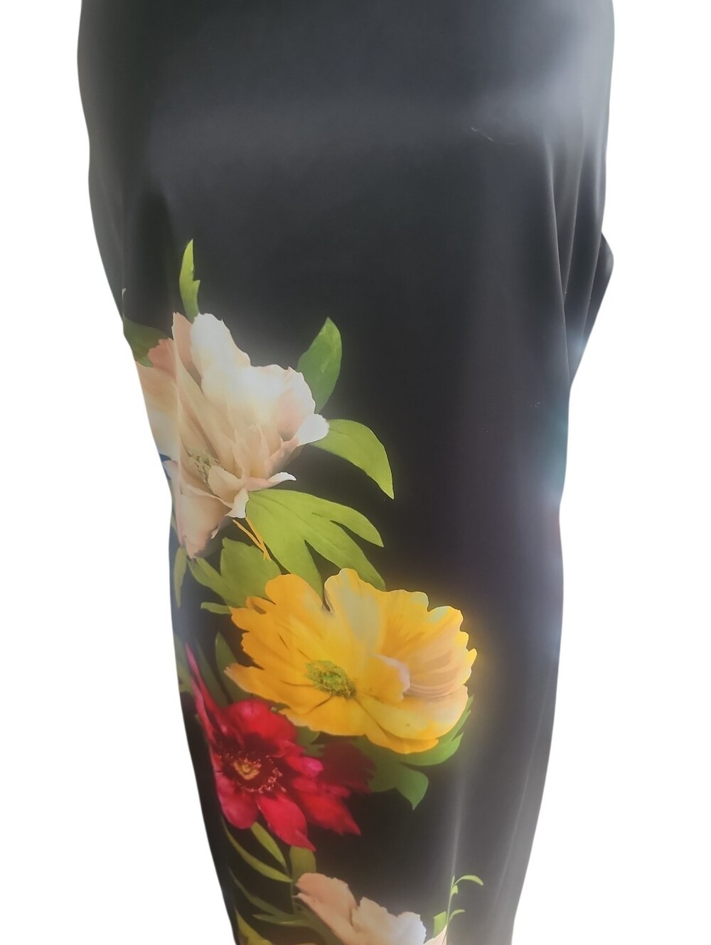 Adrianna Papell NWT Black Floral Print Satin Midi Dress Size:12 - Picture 4 of 6